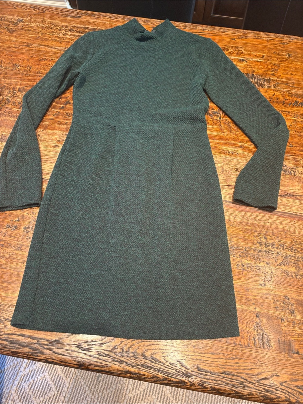 Everly Forest Green Long-Sleeve Mock Neck Knit Dress